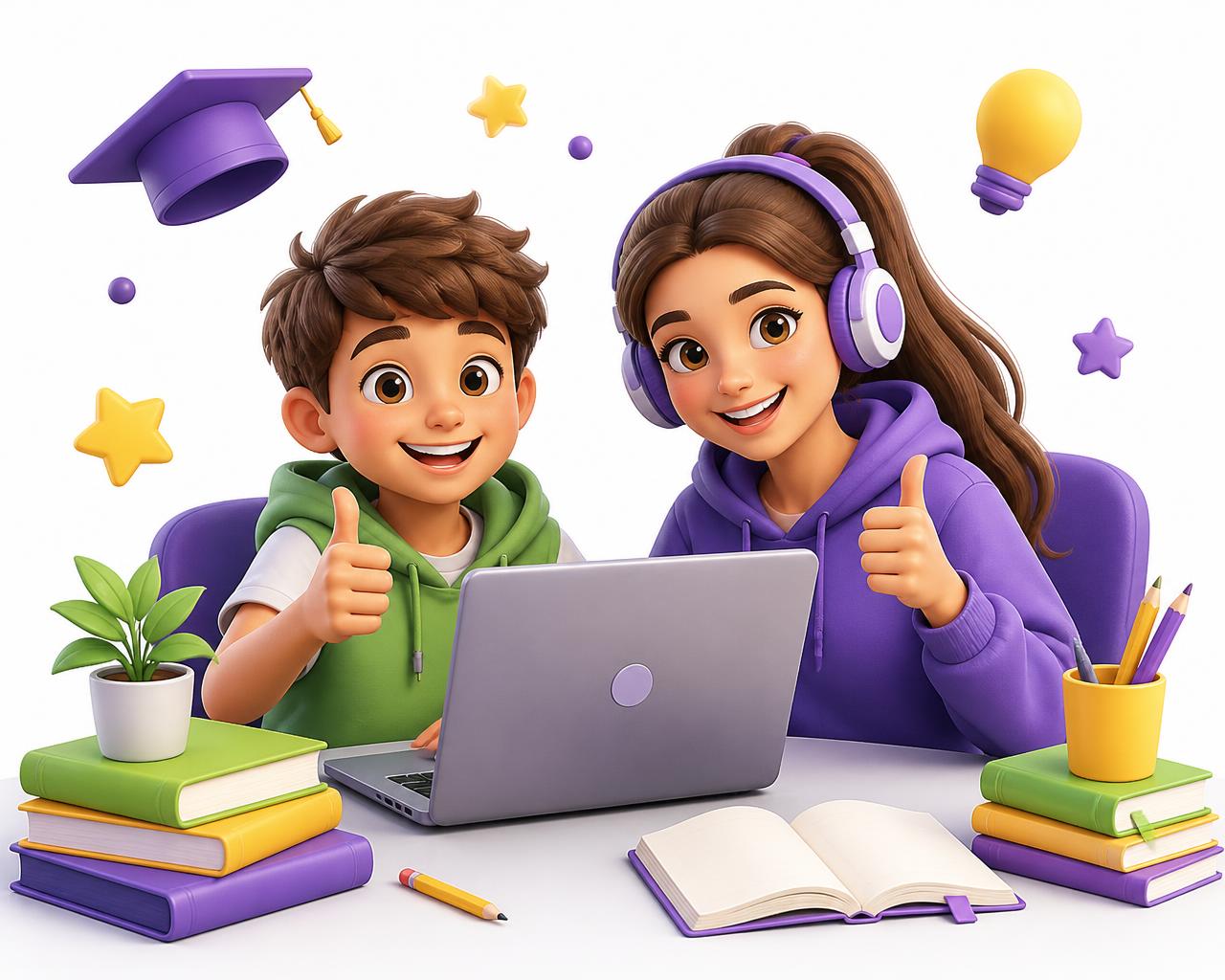 طلاب يتعلمون مع مدرسين عبر الإنترنت